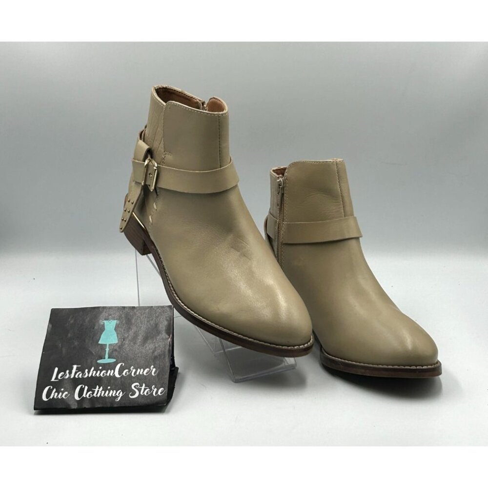 NWT Crevo Women's Beige Leather Strap Buckle Design Ankle Boots Size 8.5 2973 - Picture 11 of 16